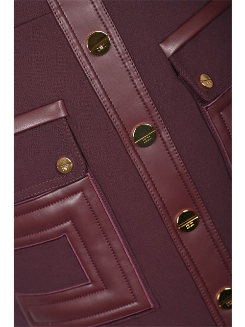 Abito in doppio crepe con dettagli e logo effetto pelle Elisabetta Franchi | AB81957E2EA4